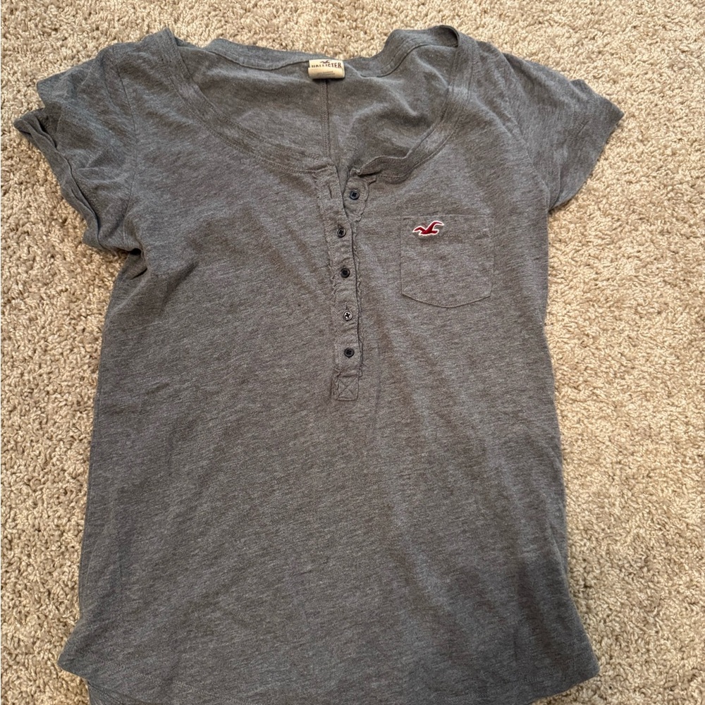 Hollister Charcoal Henley Tee